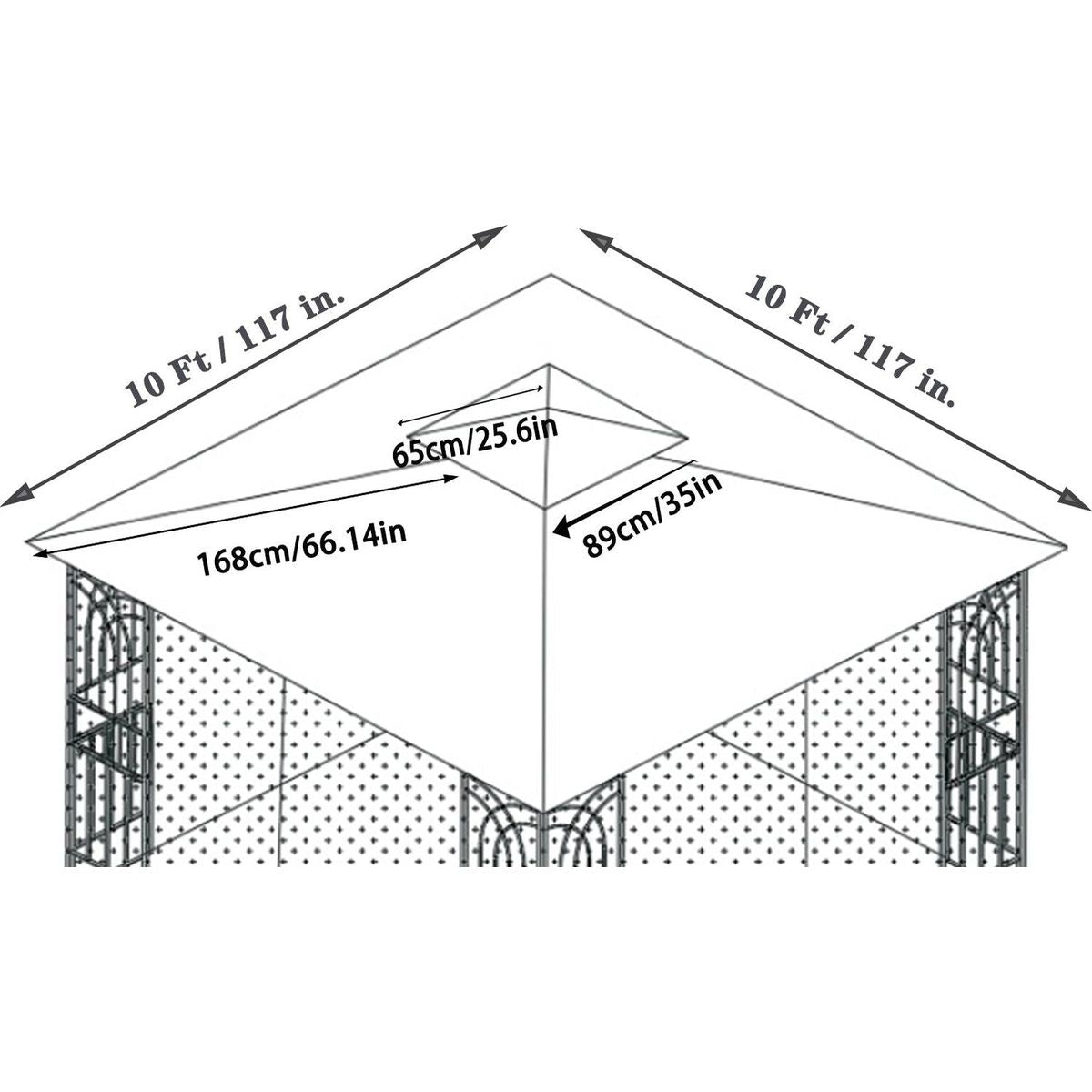 10x10 Ft Patio Double Roof Gazebo Replacement Canopy Top Fabric, Gray
