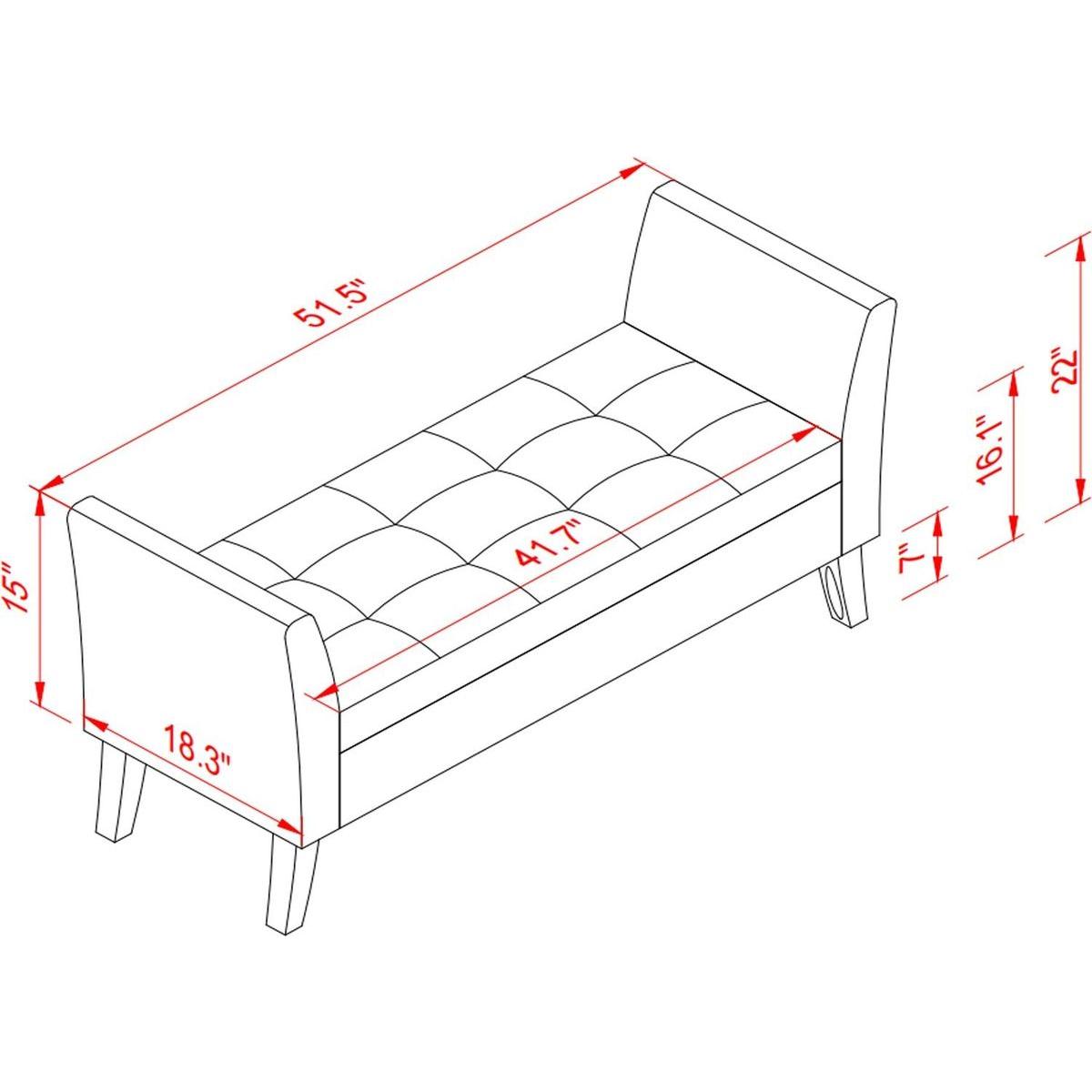 51.5" Bed Bench with Storage Orange Velvet - Streamdale Furniture
