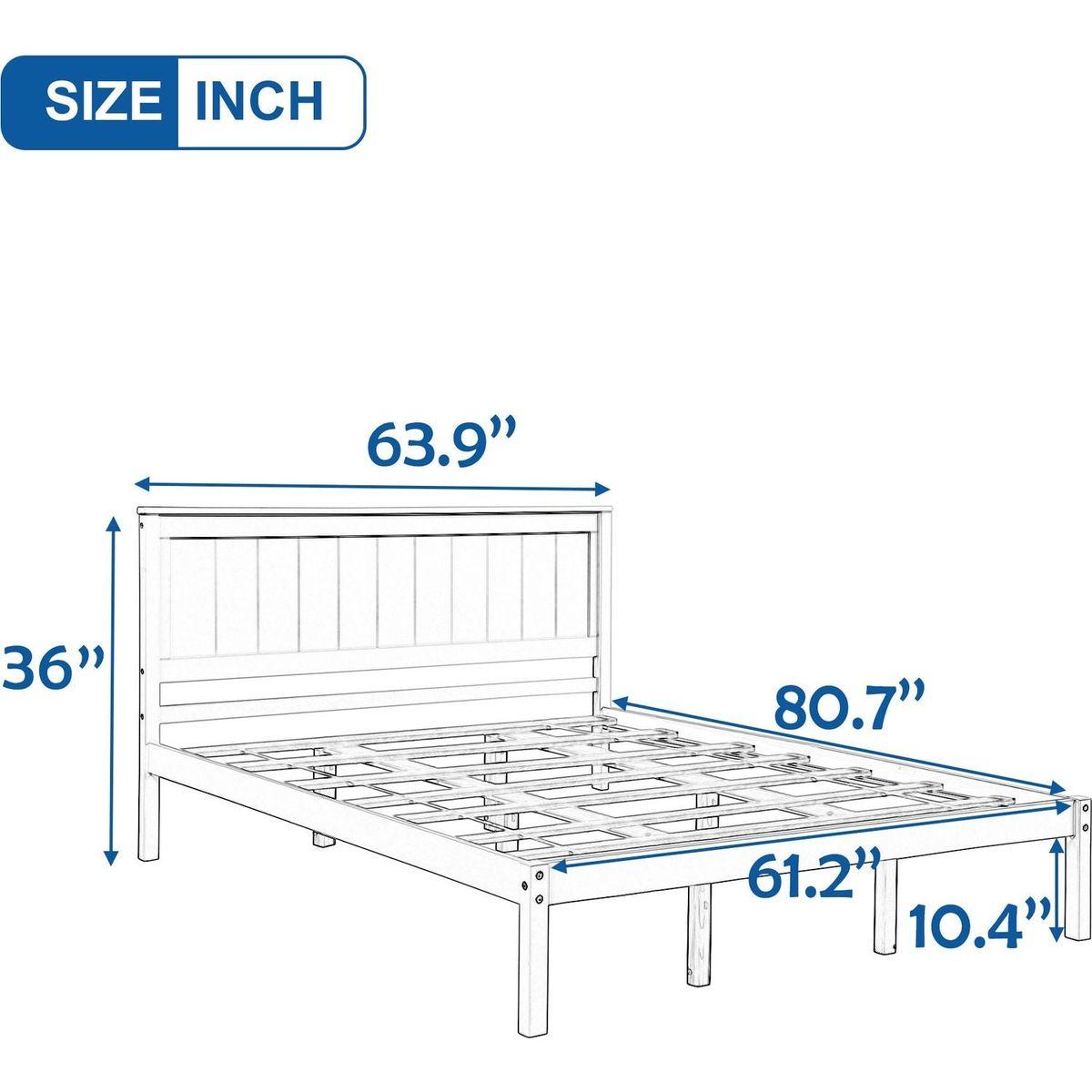 Platform Bed Frame with Headboard, Wood Slat Support, No Box Spring Needed, Queen, Espresso - Streamdale Furniture