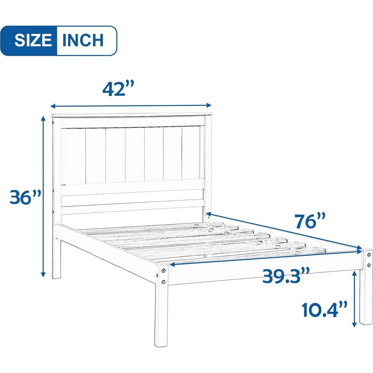 Platform Bed Frame with Headboard, Wood Slat Support, No Box Spring Needed, Twin, Espresso - Streamdale Furniture