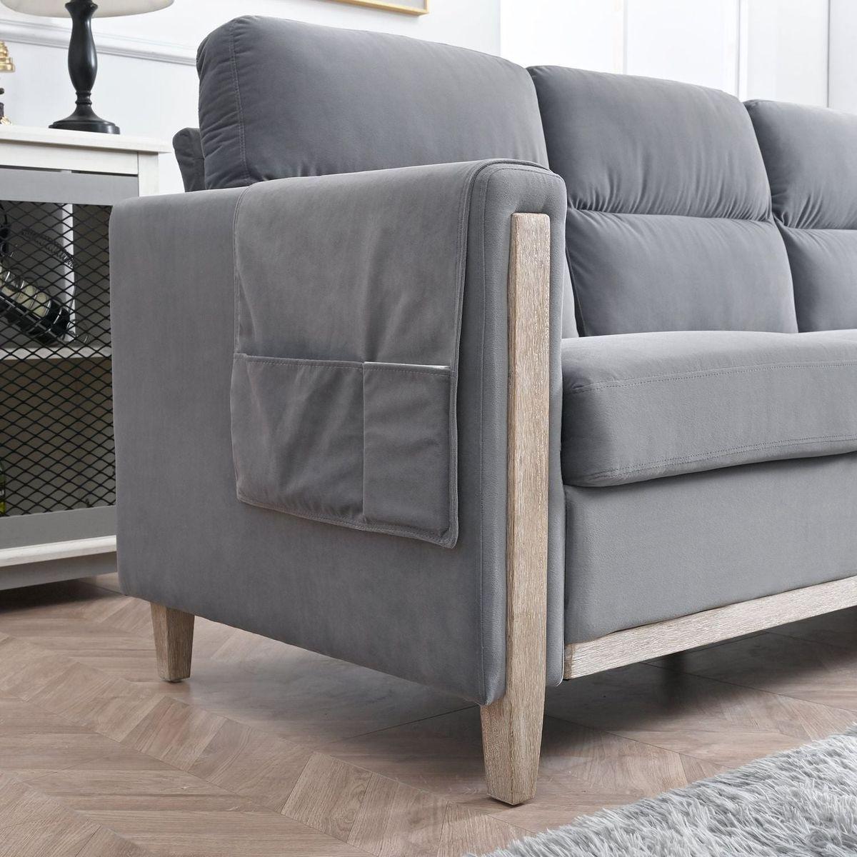 Comfortable Solid Wood Three-Seater Sofa - Soft Cushions, Durable and Long-lasting, 79.5" Sofa Couch for Living Room