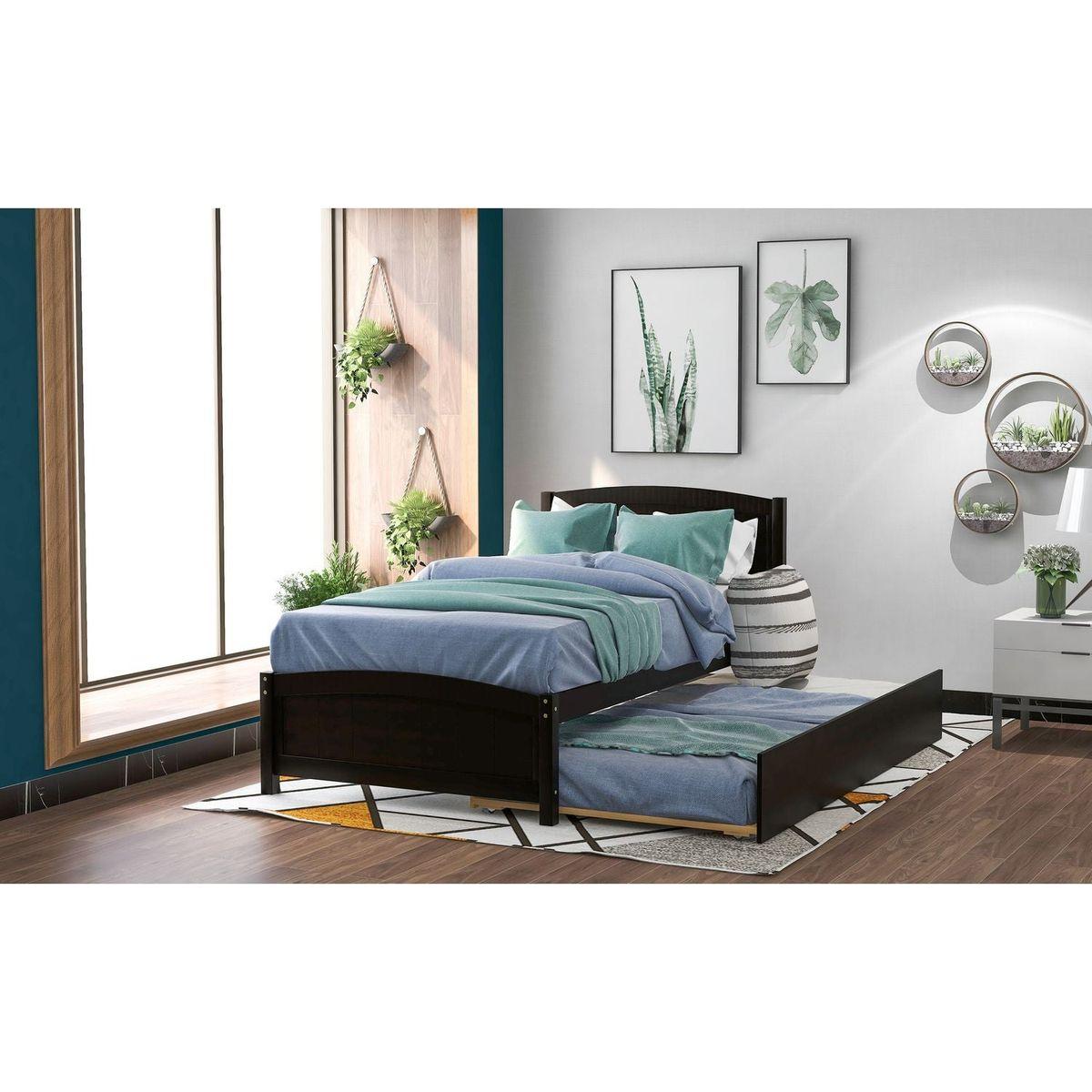 Twin size Platform Bed with Trundle, Espresso