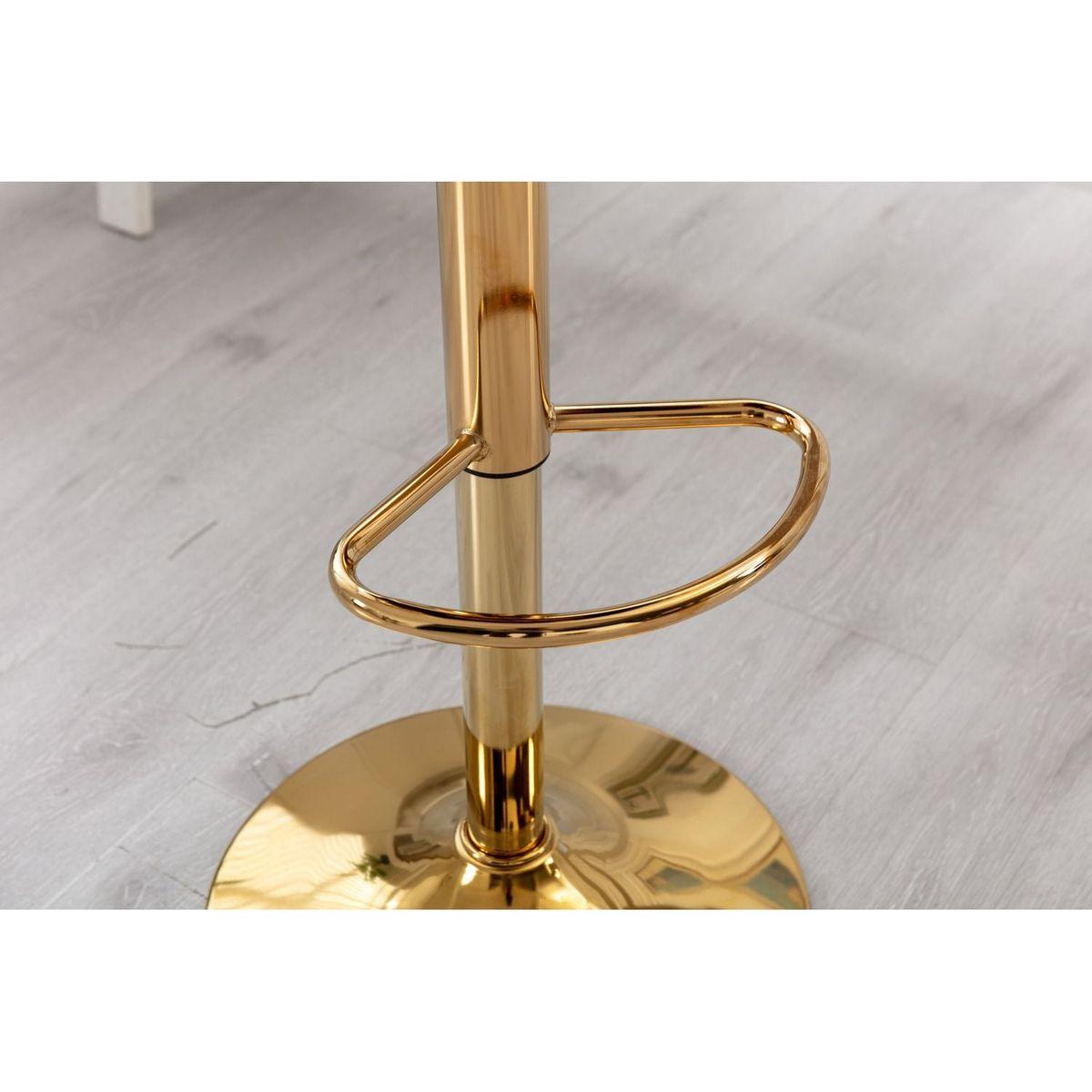 Grey velvet bar chair, pure gold plated, unique design, 360 degree rotation, adjustable height, Suitable for dining room and bar, set of 2 - Streamdale Furniture