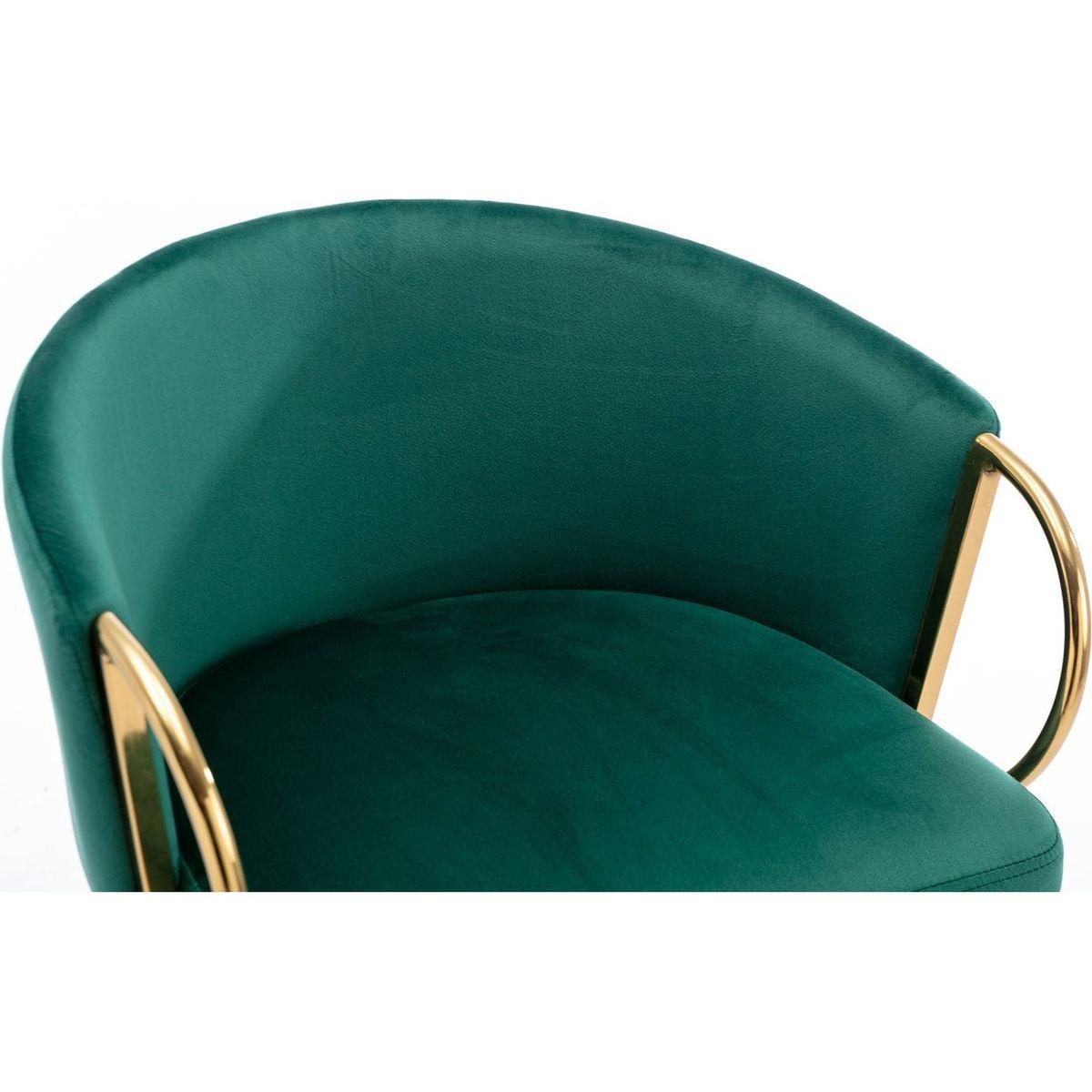 26 Inch Set of 2 Bar Stools, with Chrome Footrest and Base Velvet + Golden Leg Simple Bar Stool, GREEN