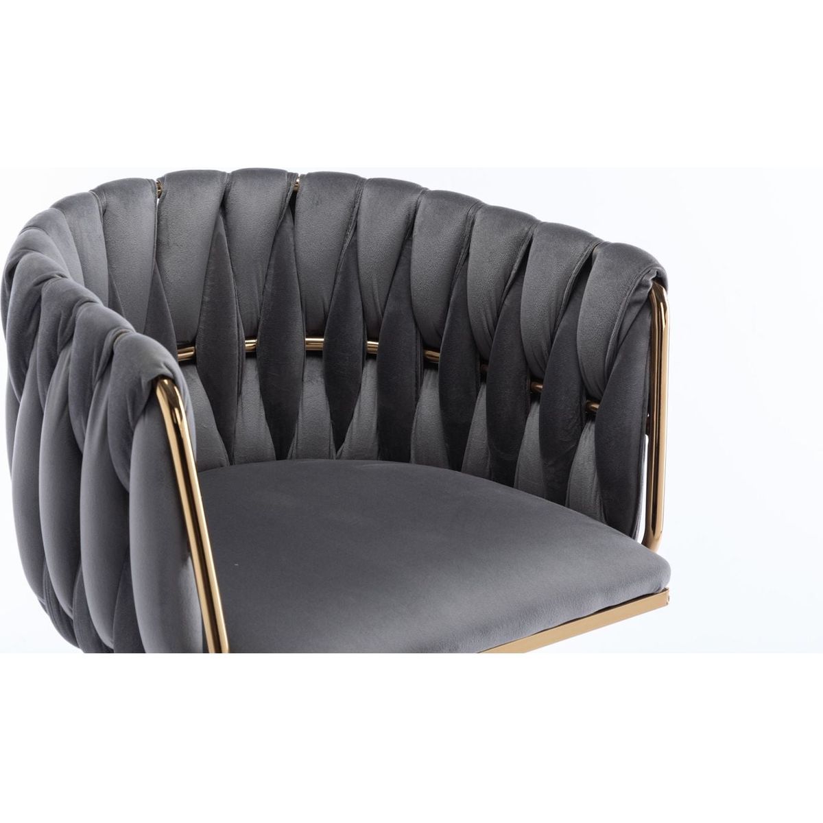 Set of 2 Bar Stools, with Chrome Footrest and Base Swivel Height Adjustable Mechanical Lifting Velvet + Golden Leg Simple Bar