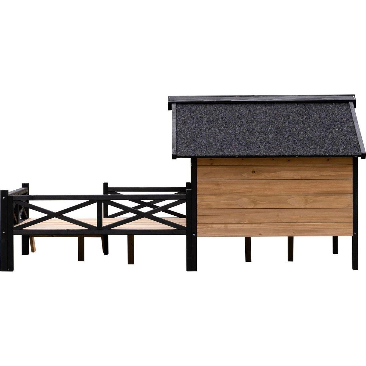 Outdoor Large Wooden Cabin House Style Wooden Dog Kennel with Porch