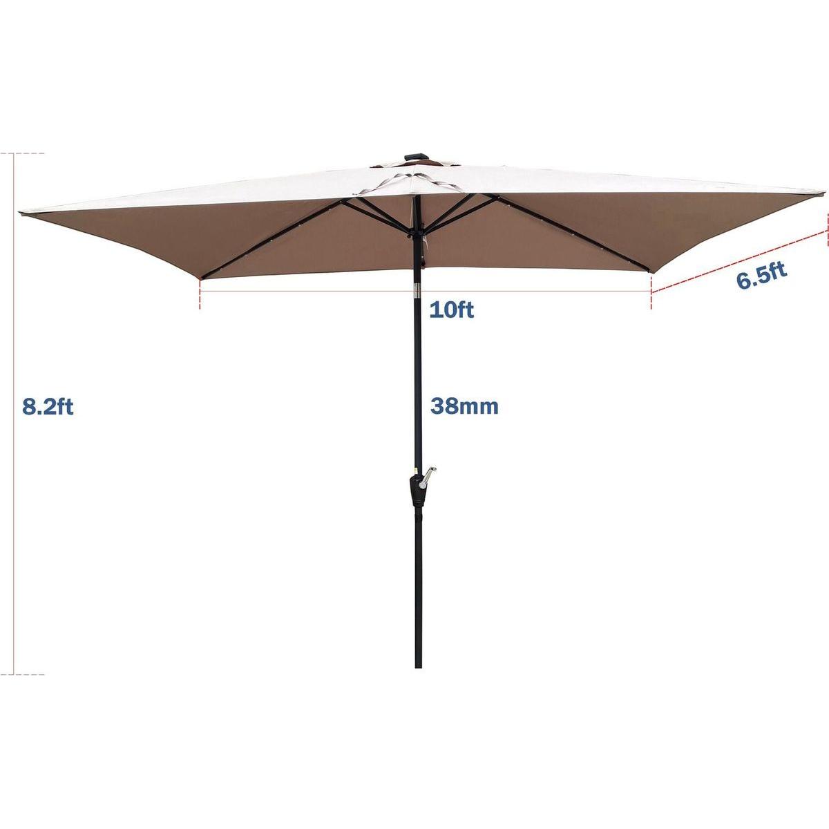 10 x 6.5t Rectangular Patio Solar LED Lighted Outdoor Umbrellas with Crank and Push Button Tilt for Garden Backyard Pool Swimming Pool - Streamdale Furniture