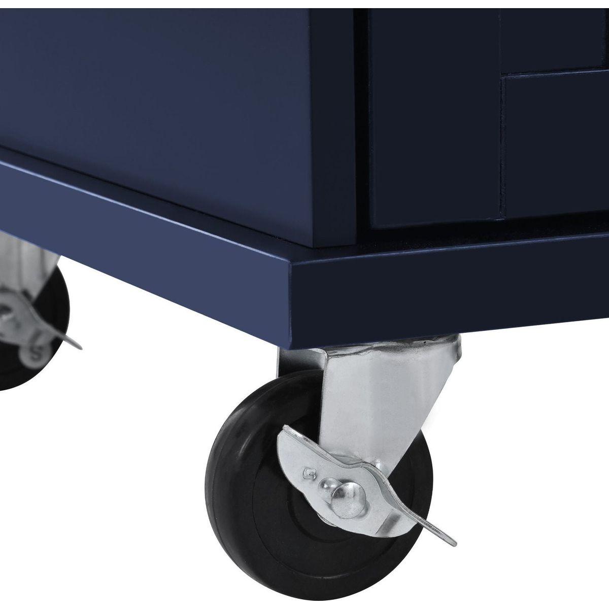 Kitchen Island Cart with Storage Cabinet and Two Locking Wheels,Solid wood desktop,Microwave cabinet,Floor Standing Buffet Server Sideboard for Kitchen Room,Dining Room,, Bathroom(Dark blue)