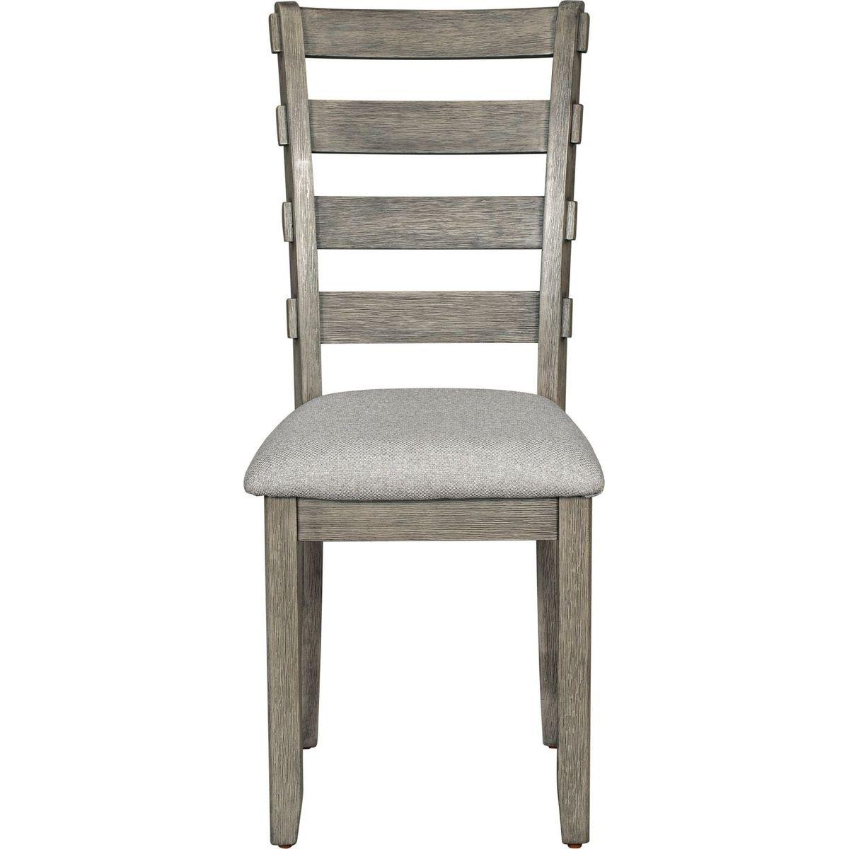 6-Piece Rubber Wood Dining Table Set with Beautiful Wood Grain Pattern Tabletop Solid Wood Veneer and Soft Cushion (Gray) - Streamdale Furniture