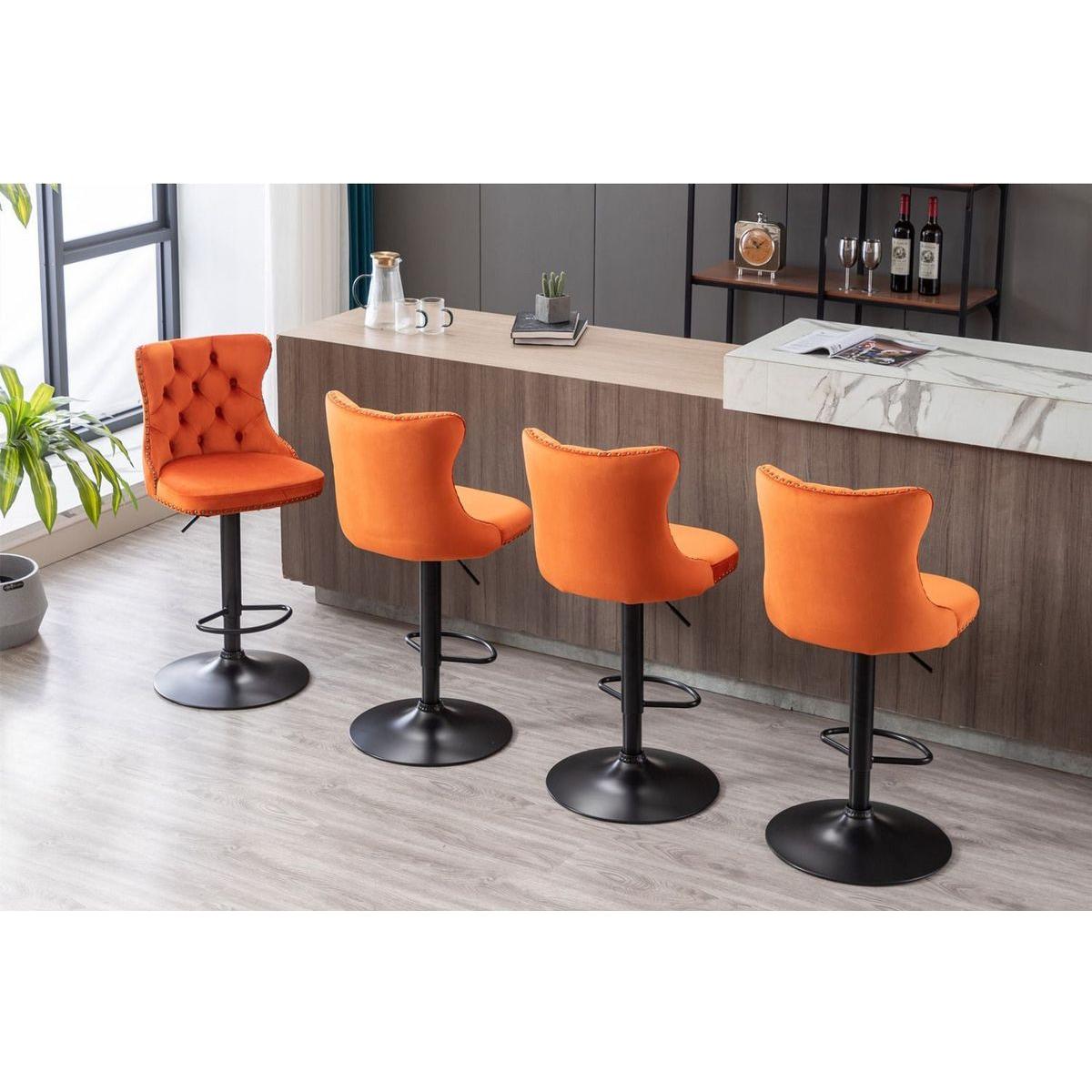 Swivel Velvet Barstools Adjusatble Seat Height from 25-33 Inch, Modern Upholstered Bar Stools with Backs Comfortable Tufted for Home Pub and Kitchen Islandrange, Set of 2)