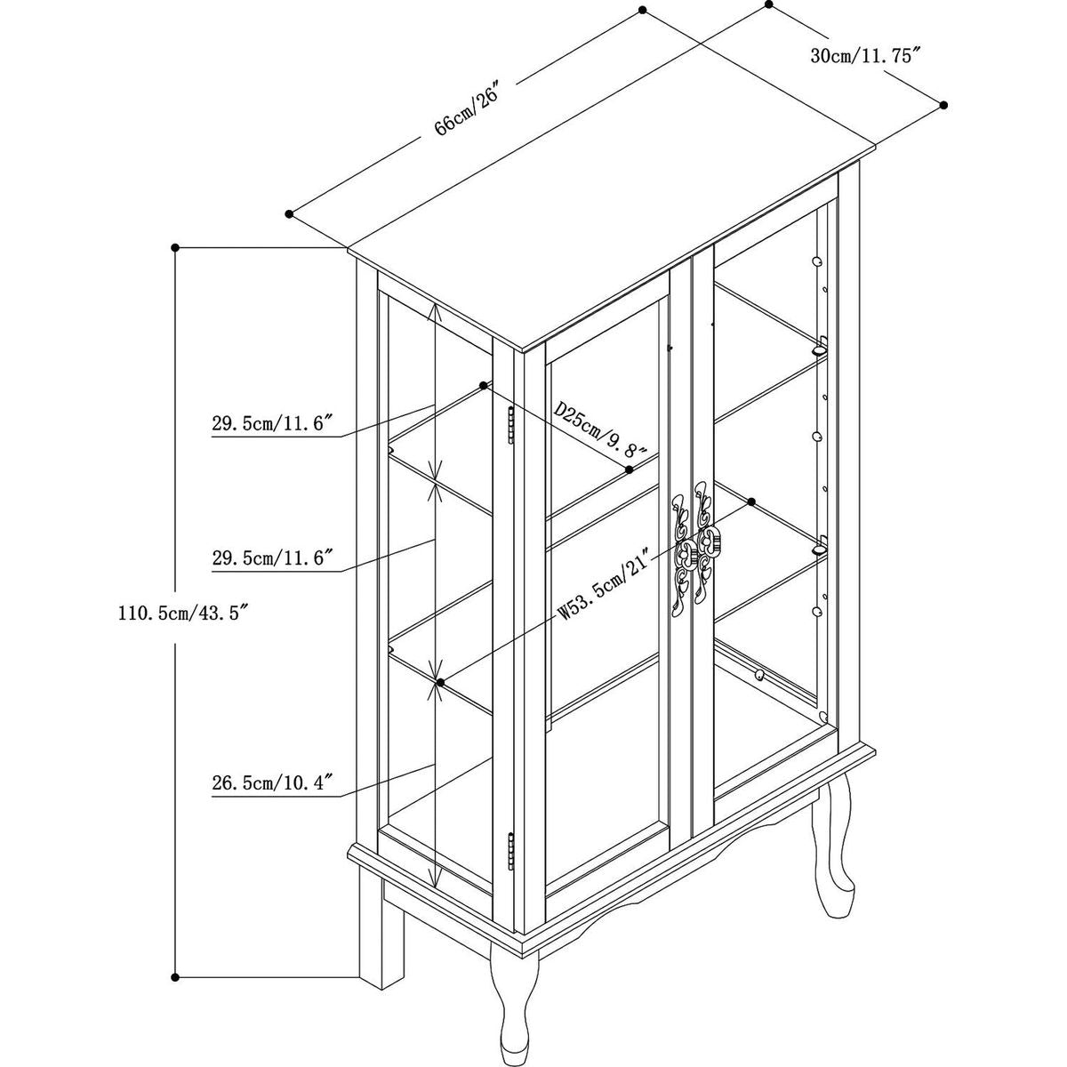 Curio Cabinet Lighted Curio Diapaly Cabinet with Adjustable Shelves and Mirrored Back Panel, Tempered Glass Doors (Oak, 3 Tier), (E26 light bulb not included) - Streamdale Furniture