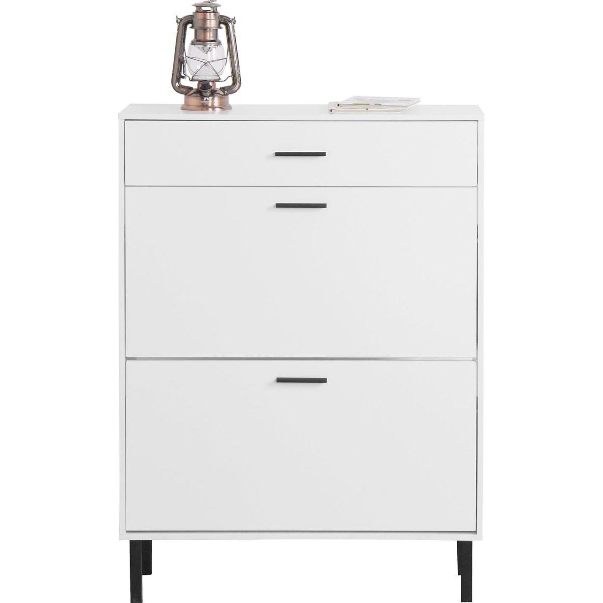 Shoe Cabinet, Freestanding Shoe Rack Storage Organizer with Drawers & Metal Legs, Modern Shoe Storage Cabinet with 2 Flip Drawers for Entryway