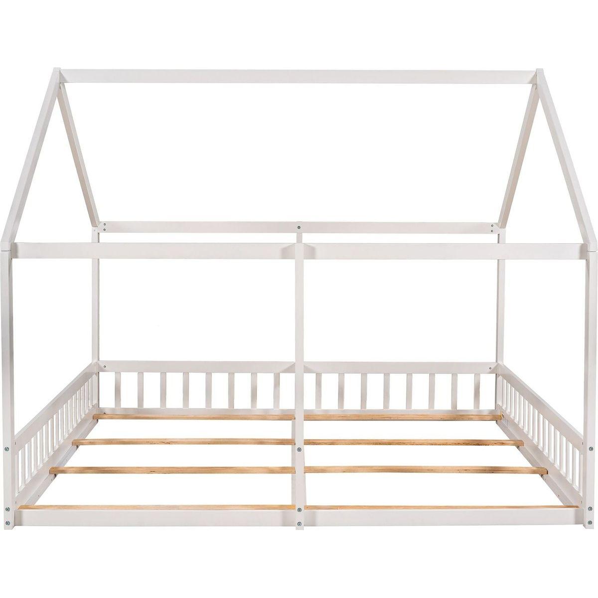 Twin Size House Platform Beds, Two Shared Beds, White - Streamdale Furniture
