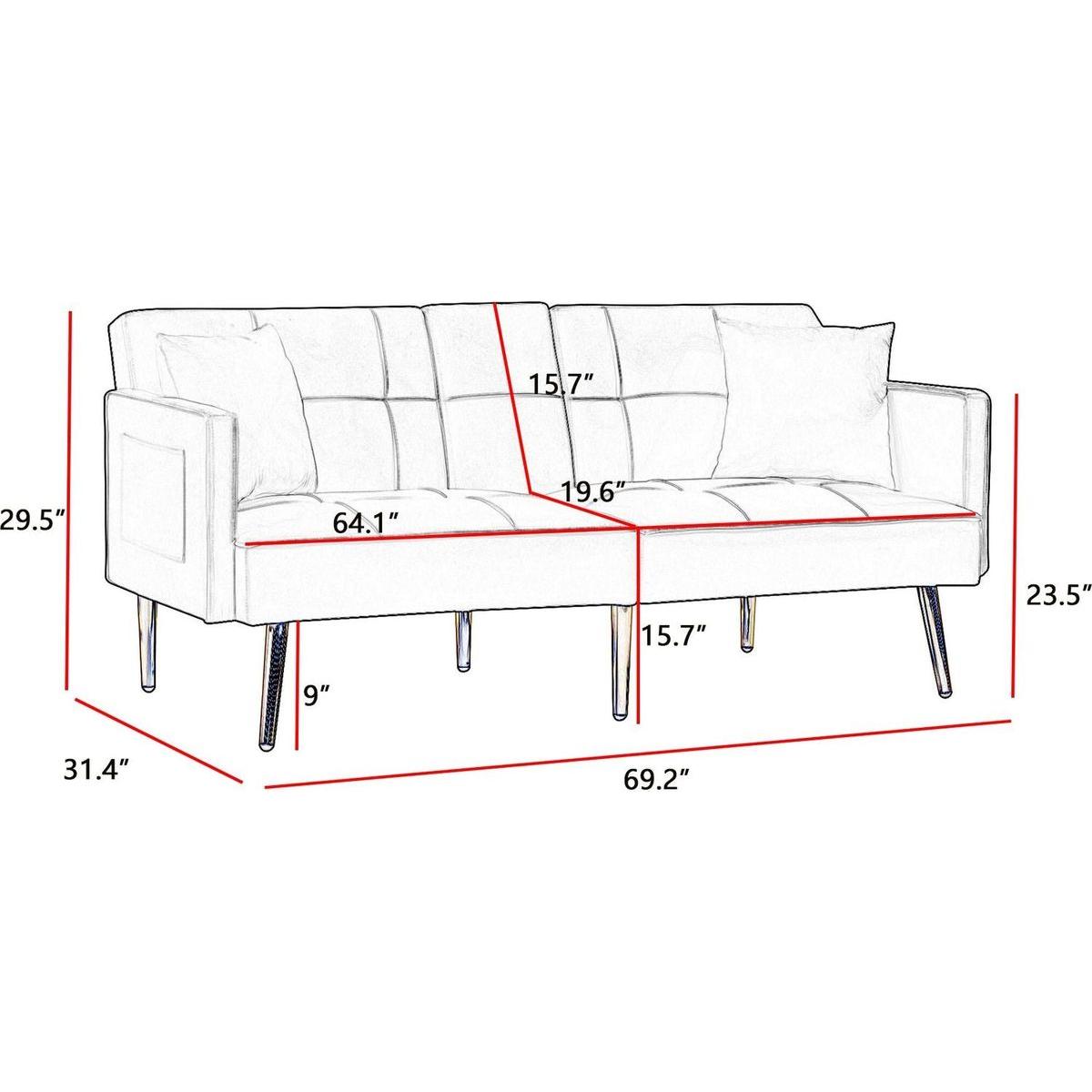 Cream White VELVET SOFA BED - Streamdale Furniture