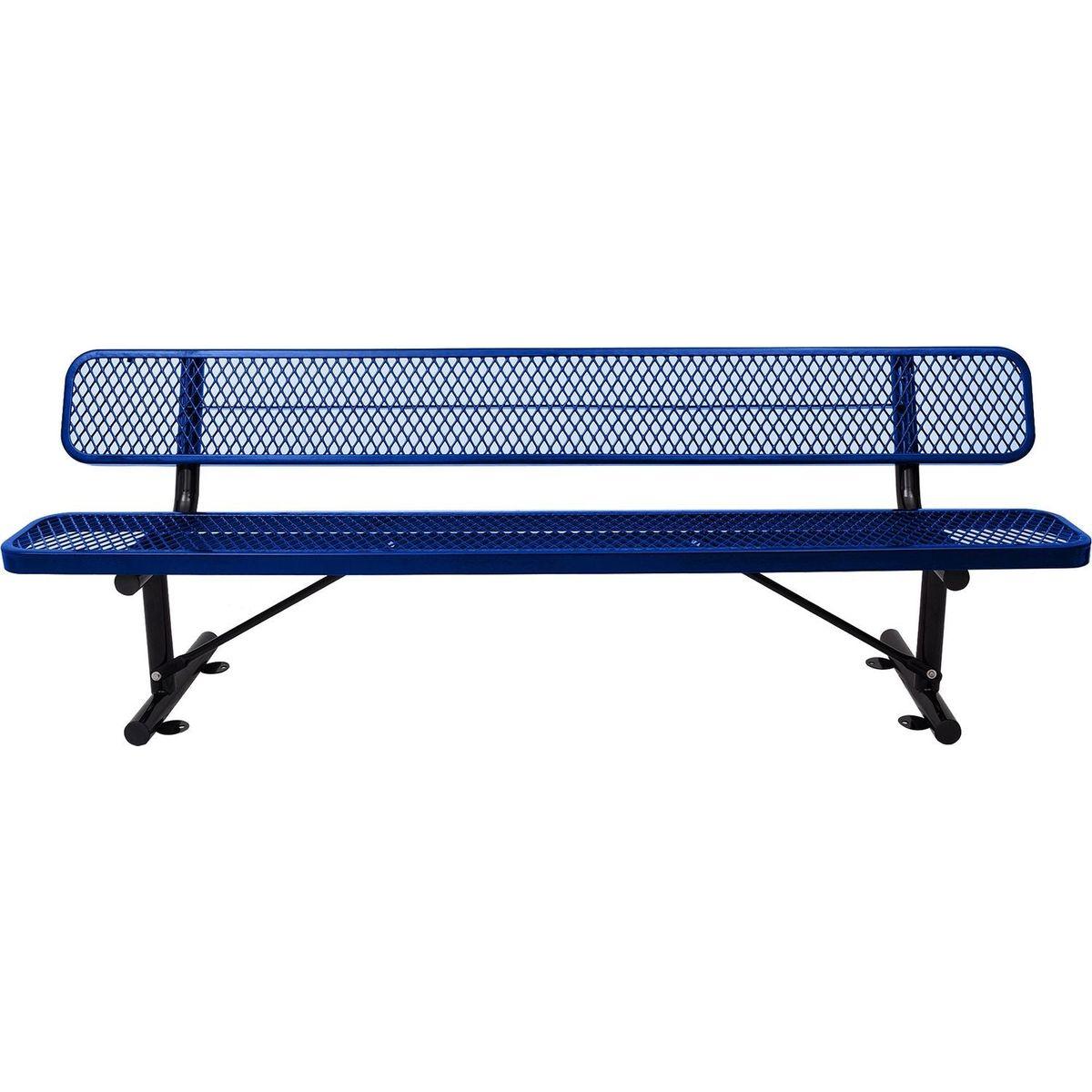 8 ft. Outdoor Steel Bench with Backrest BLue - Streamdale Furniture