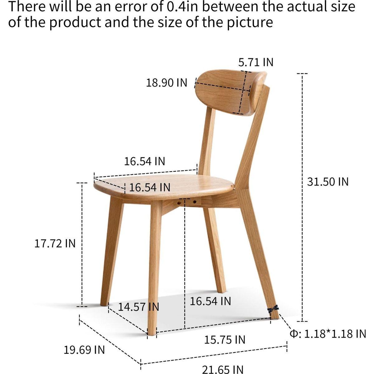 Dining chair wooden FAS grade oak natural wood made in North America 100% dirt-free wood chair solid chair table chair wooden living room chair simple and natural 46.5 x 54 x 80cm - Streamdale Furniture