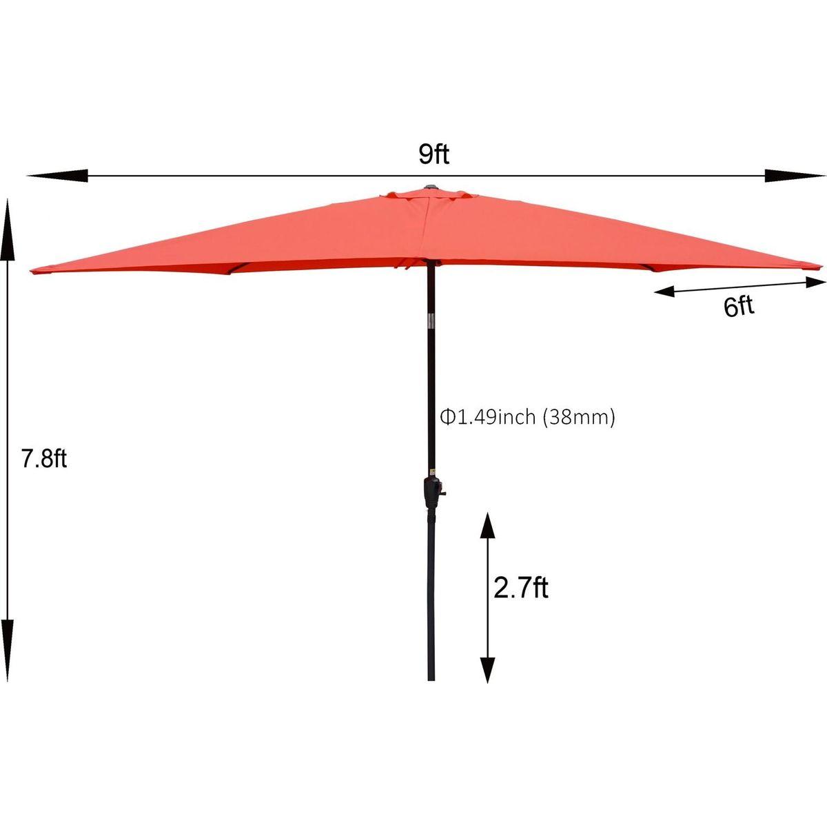 6 x 9ft Patio Umbrella Outdoor Waterproof Umbrella with Crank and Push Button Tilt without flap for Garden Backyard Pool Swimming Pool Market - Streamdale Furniture