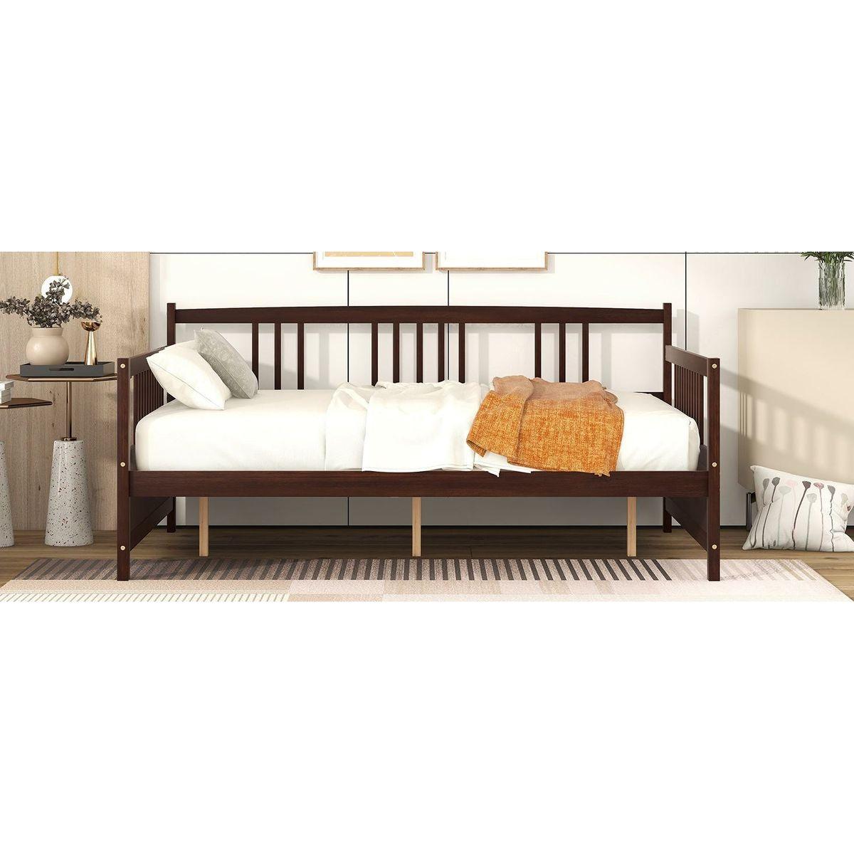 Full Size Daybed with Support Legs, Espresso - Streamdale Furniture