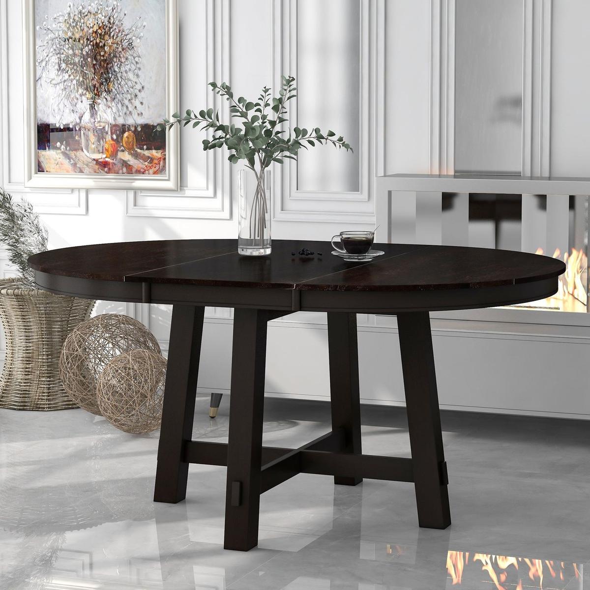 Farmhouse Round Extendable Dining Table with 16