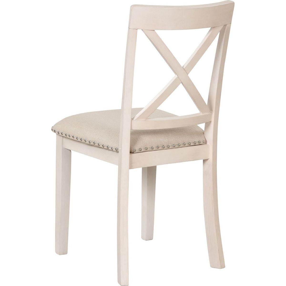 Modern Dining Table Set for 4, Round Table and 4 Kitchen Room Chairs, 5 Piece Kitchen Table Set for Dining Room, Dinette, Breakfast Nook, Antique White - Streamdale Furniture