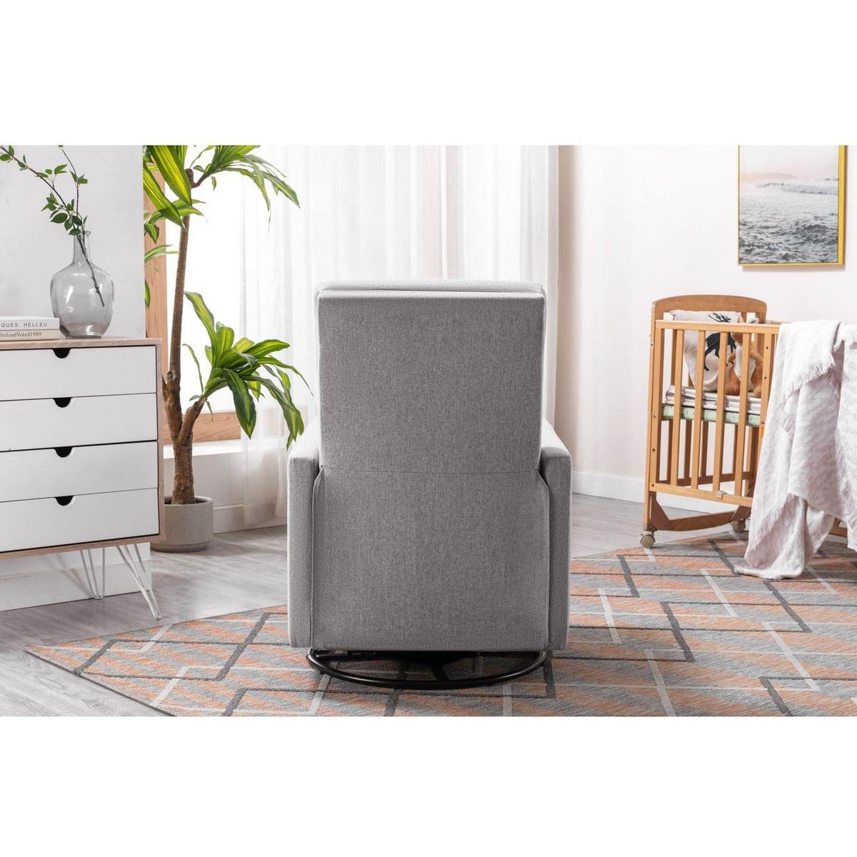 Modern Upholstered Rocker Nursery Chair Plush Seating Glider Swivel Recliner Chair, Gray - Streamdale Furniture