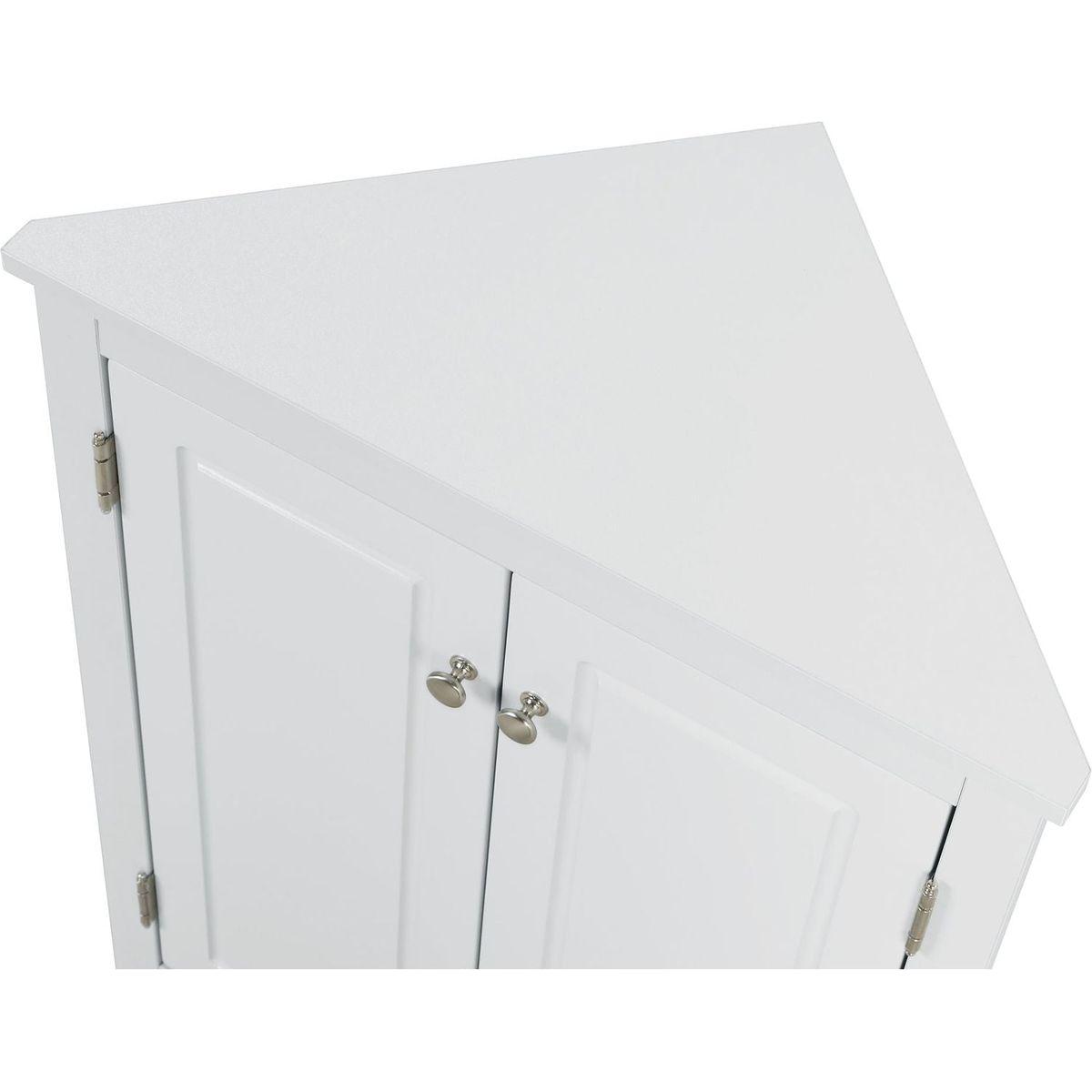 White Triangle Bathroom Storage Cabinet with Adjustable Shelves, Freestanding Floor Cabinet for Home Kitchen