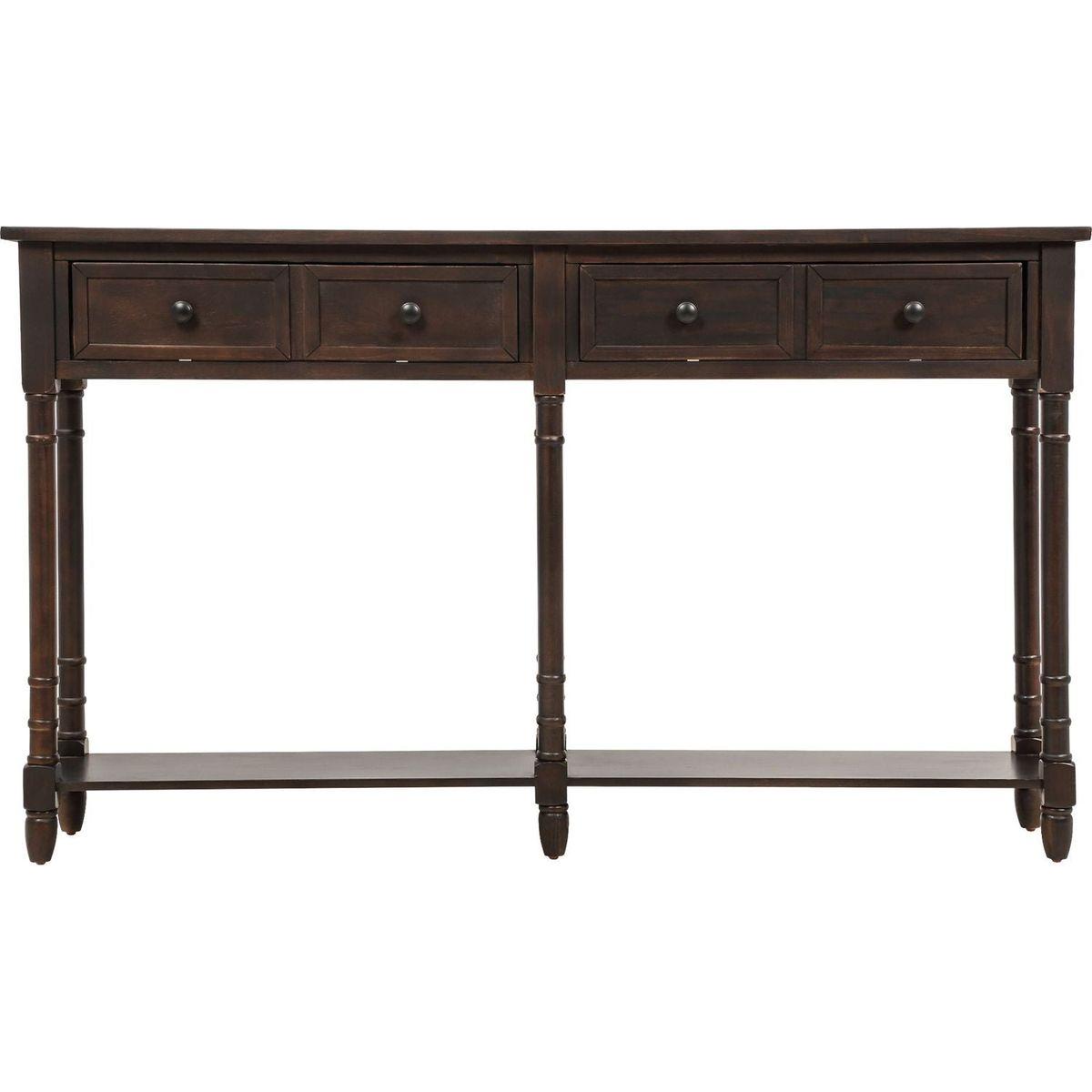 Console Table Sofa Table Easy Assembly with Two Storage Drawers and Bottom Shelf for Living Room, Entryway (Espresso) - Streamdale Furniture