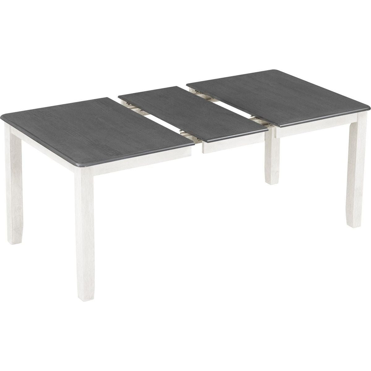 Retro Style 7-Piece Dining Table Set with Extendable Table and 6 Upholstered Chairs (Gray+White) - Streamdale Furniture