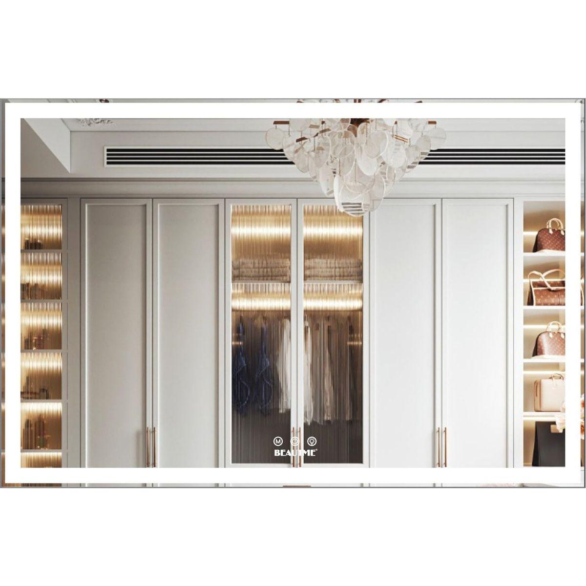 60x40 inch Oversized LED Bathroom Mirror Wall Mounted Mirror with 3 Color Modes Aluminum Frame Large Wall Mirror for Bathroom