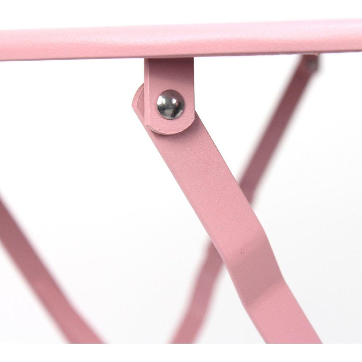 3 Pieces Patio Bistro Balcony Metail Chair Table Set-Pink