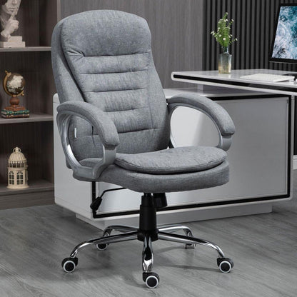 Vinsetto High Back Home Office Chair Executive Computer Chair with Adjustable Height, Upholstered Thick Padding Headrest and Armrest - Grey