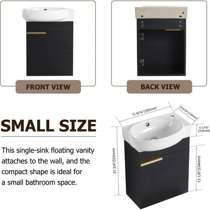 Soft Close Doors Bathroom Vanity With Sink,16 Inch For Small Bathroom