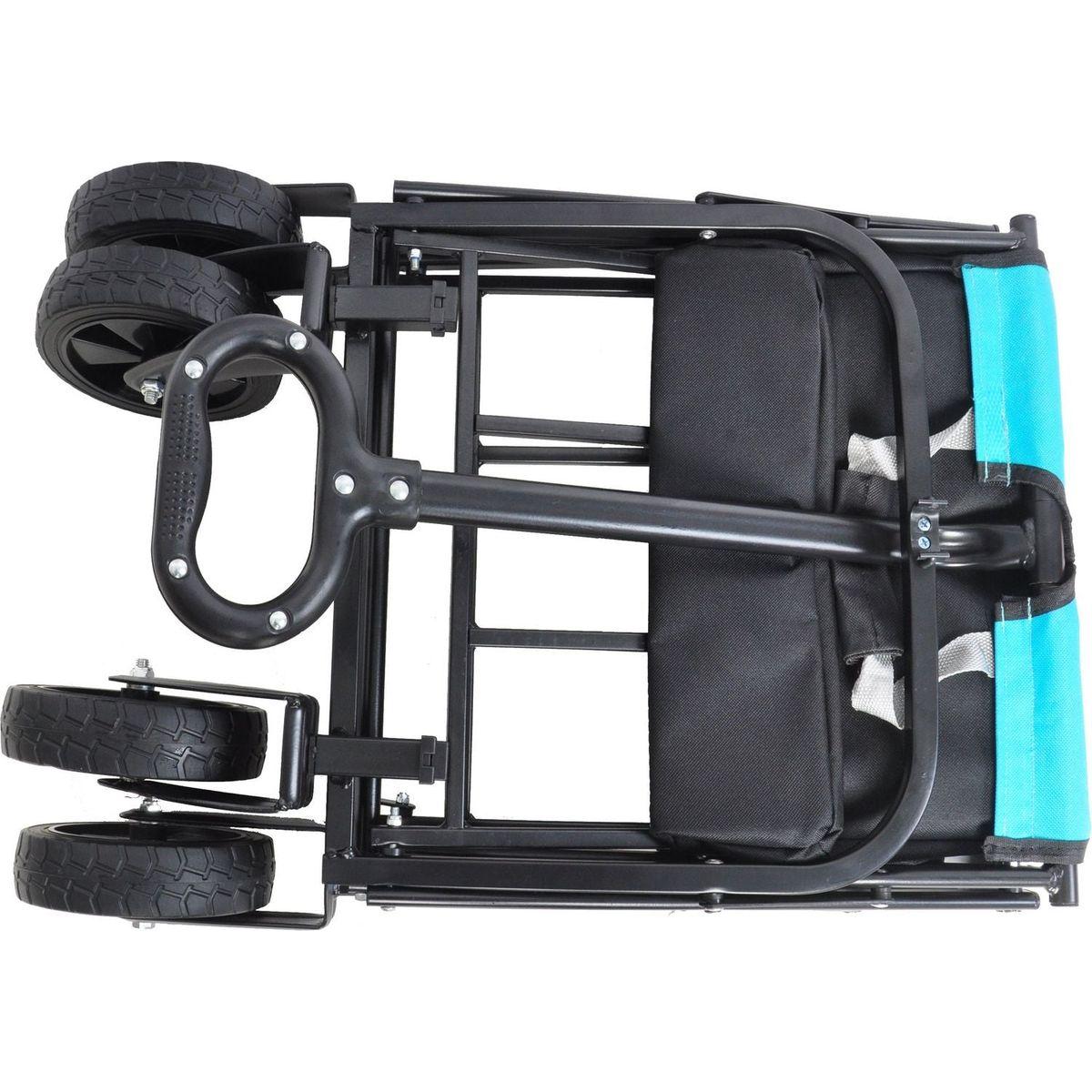 Folding Wagon Garden Shopping Beach Cart (black+blue)