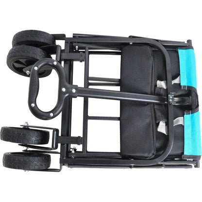 Folding Wagon Garden Shopping Beach Cart (black+blue)