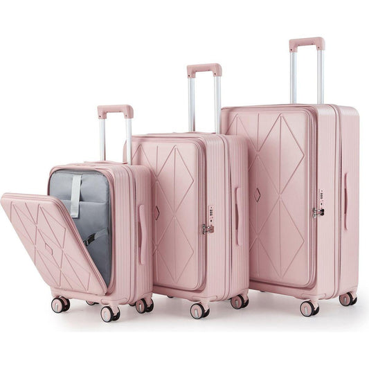 Luggage Sets 3 Piece(20/24/28), Expandable Carry On Luggage with TSA Lock Airline Approved, 100% PC Hard Shell and Lightweight Suitcase with Front Pocket and Spinner Wheels