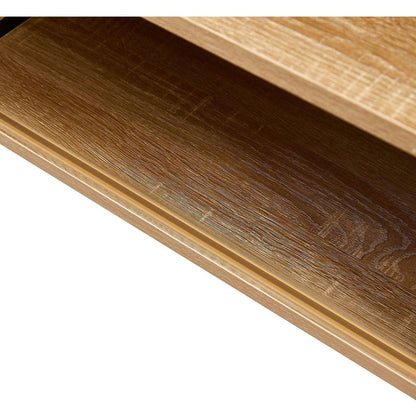 40.16" Rattan Coffee table, sliding door for storage, metal legs, Modern table for living room, natural