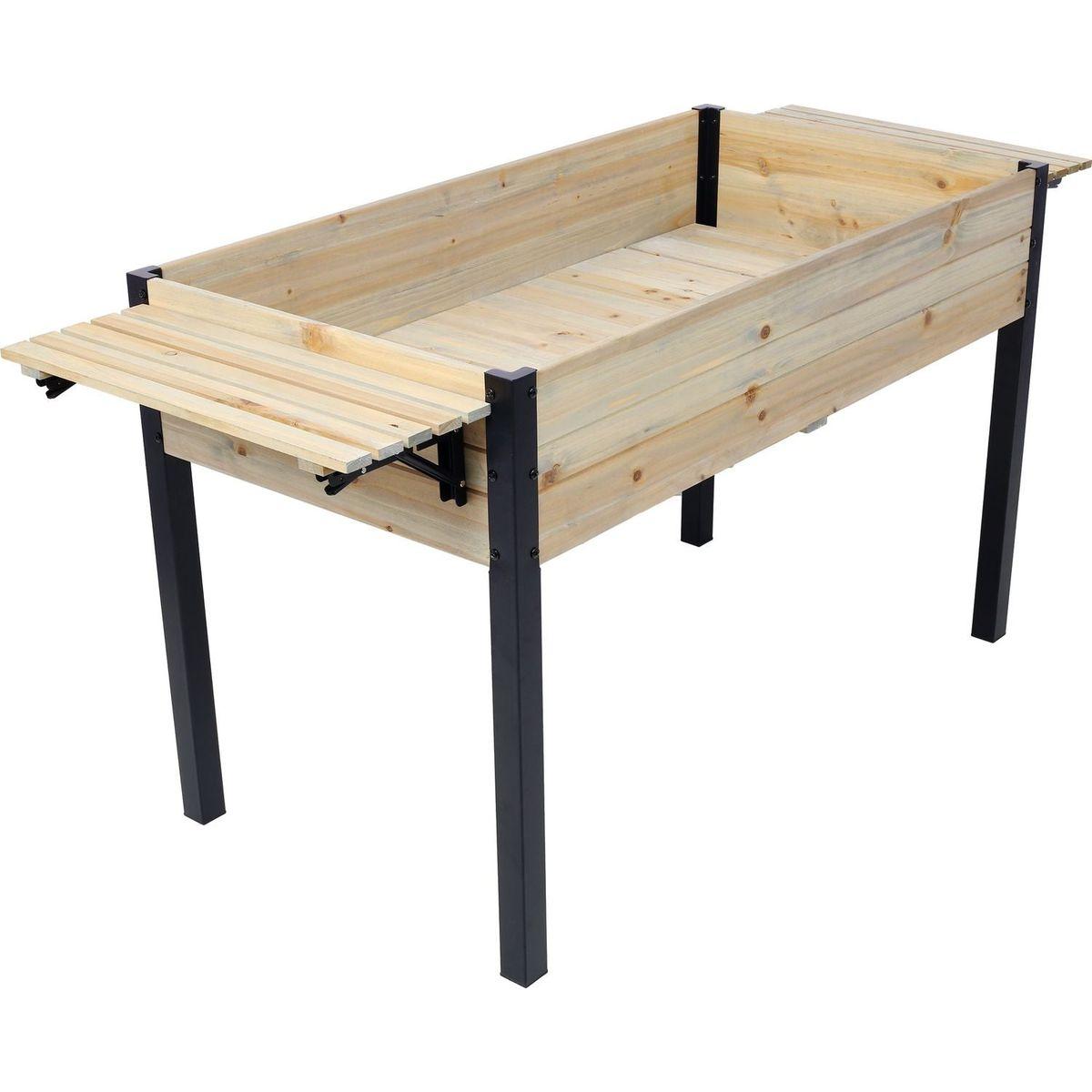 Raised Garden Bed, Metal Leg Wood Planter Boxes with Folding Storage Shelf,Elevated Planter Box for Growing Fresh Herbs, Vegetables, Flowers Great for Outdoor Patio, Deck, Balcony