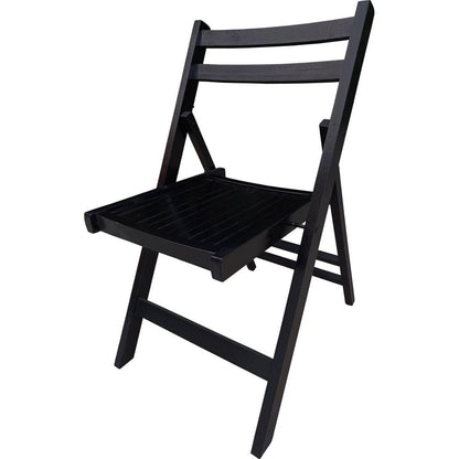 Furniture Slatted Wood Folding Special Event Chair - black, Set of 4, FOLDING CHAIR, FOLDABLE STYLE