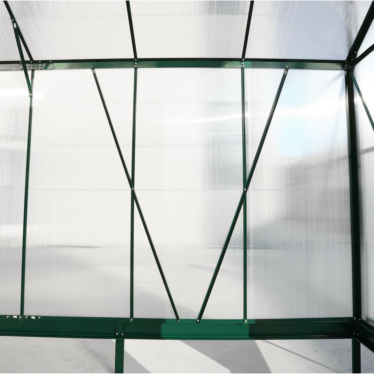 6.3'x10.2'x7' Polycarbonate Greenhouse, Heavy Duty Outdoor Aluminum Walk-in Green House Kit with Rain Gutter, Vent and Door for Backyard Garden, color green