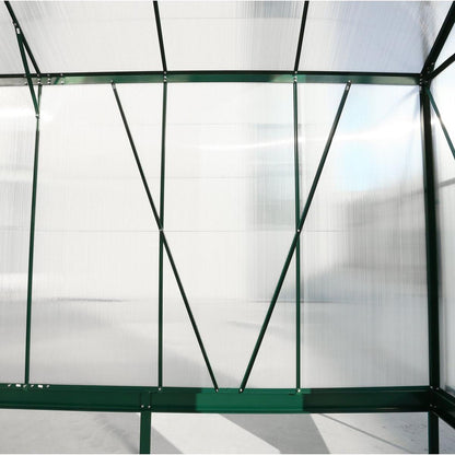 6.3'x10.2'x7' Polycarbonate Greenhouse, Heavy Duty Outdoor Aluminum Walk-in Green House Kit with Rain Gutter, Vent and Door for Backyard Garden, color green