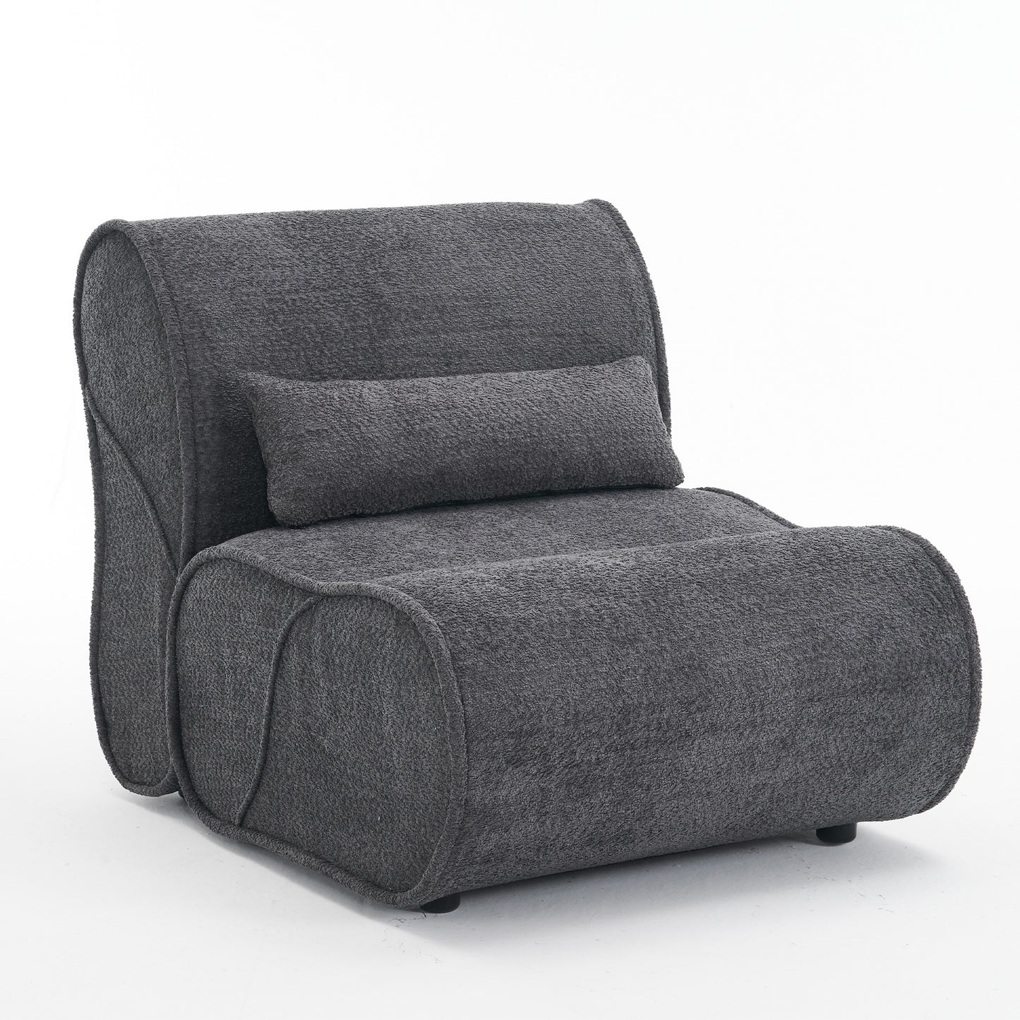 Soft Pellet Velvet Recliner - Comfortable Lounge Chair with Waist Pack Padding, Modern Design, Ideal for Living Room, Bedroom or Office - Dark Gray