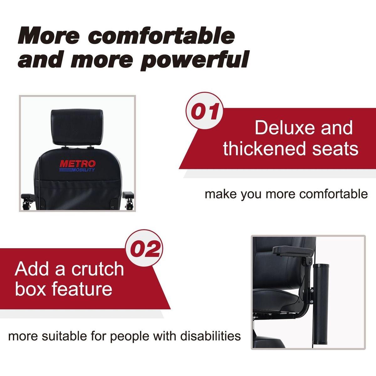 MAX PLUS RED 4 Wheels Outdoor Compact Mobility Scooter with 2pcsx20AH Lead acid Battery, 16 Miles, Cuo Holders & USB charger Port