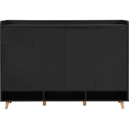 Sleek and Contemporary Shoe Cabinet with Adjustable Shelves, Minimalist Home Organizer with Solid Wood Legs, Storage Sideboard for Entryway, Living Room, Black