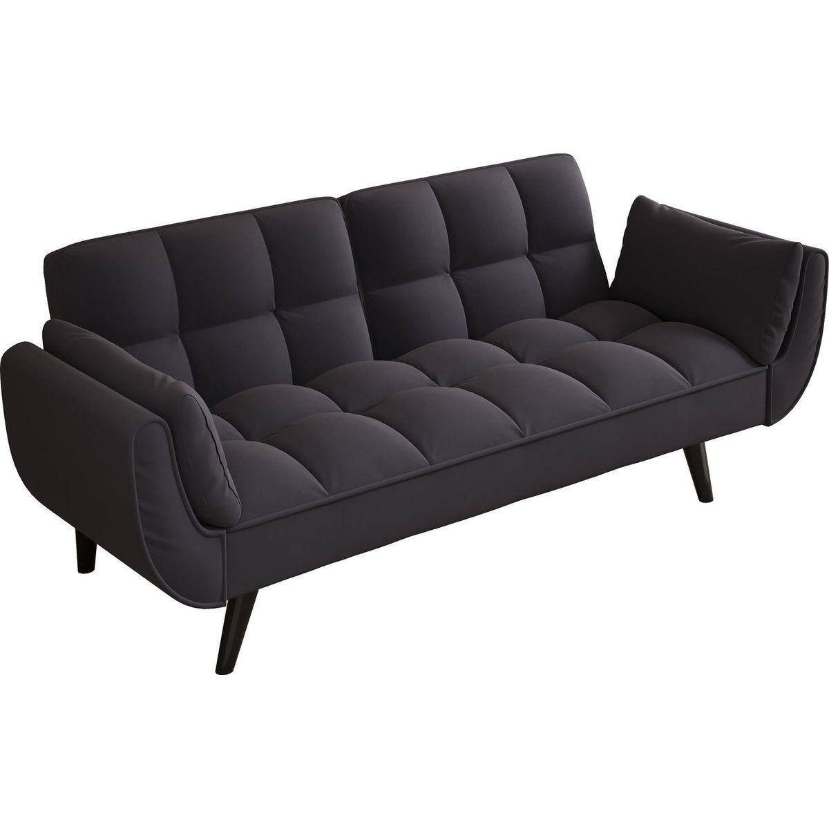 57 "black sofa Soft two armrests throw pillow pillow comfortable fit apartment bedroom small space