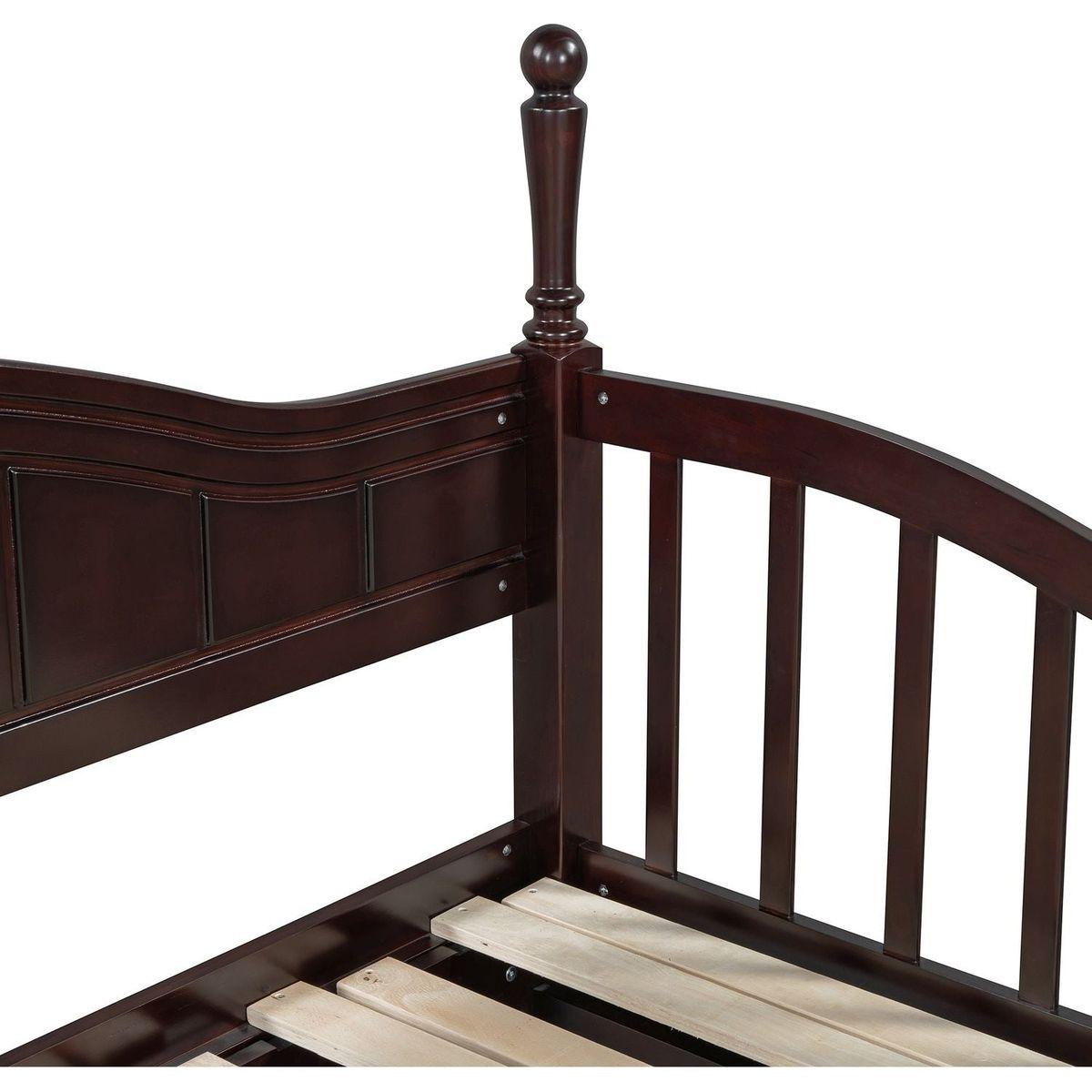 Wooden Twin Size Daybed with Twin Size Trundle, Extendable Daybed with Two Storage Drawers, Espresso