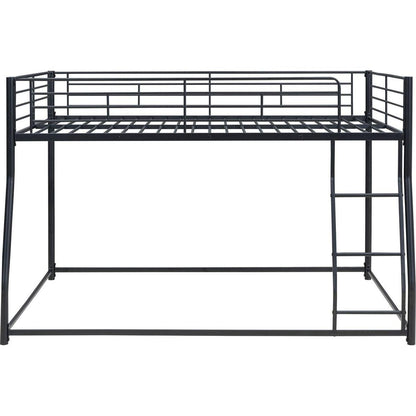 Metal Floor Bunk Bed, Full XL over Queen, Black
