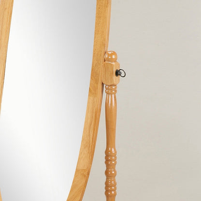 Traditional Queen Anna Style Wood Floor Cheval Mirror, Oak Finish - Streamdale Furniture