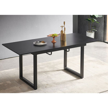 black color,Square Extendable Dining Table with metal leg,Modern Space Saving Kitchen Table for Living Room( 70.86" W x 31.5" D x 29.5" H)