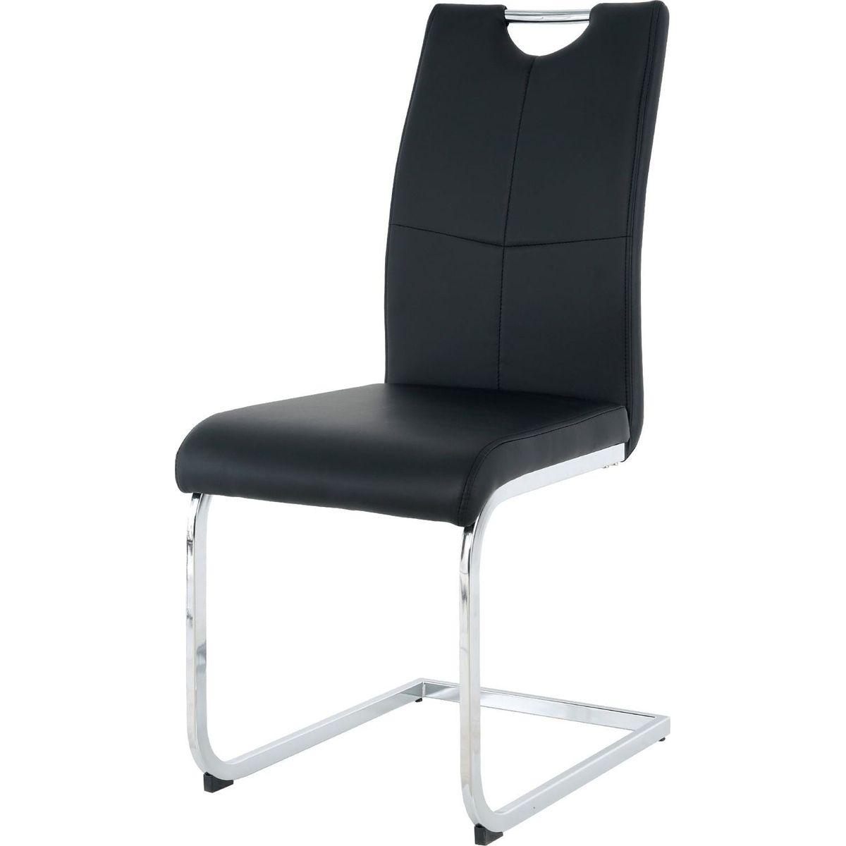 Modern Dining Chairs with Faux Leather Padded Seat Dining Living Room Chairs Upholstered Chair with Chrome Metal Legs Design for Kitchen, Living, Bedroom, Dining Room Side Chairs Set of 2