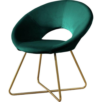 Slatina Green Silky Velvet Upholstered Accent Chair with Gold Tone Finished Base